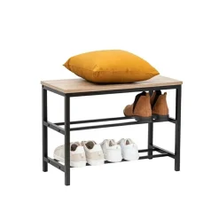 Ławka z półką Aliaj naturalna/czarna