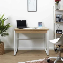 Biurko Dolem Industrial biała podstawa