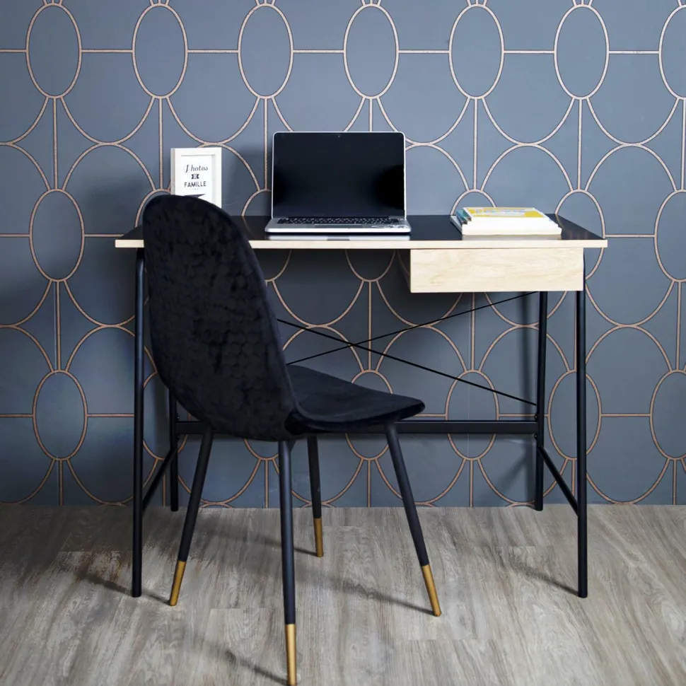 Biurko Stanford czarne naturalne nowoczesne