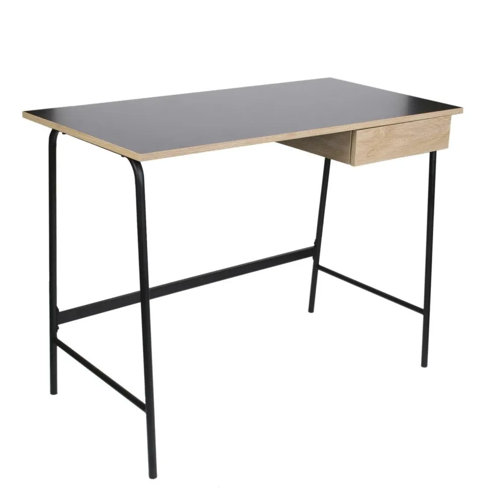 Biurko Stanford czarne naturalne nowoczesne