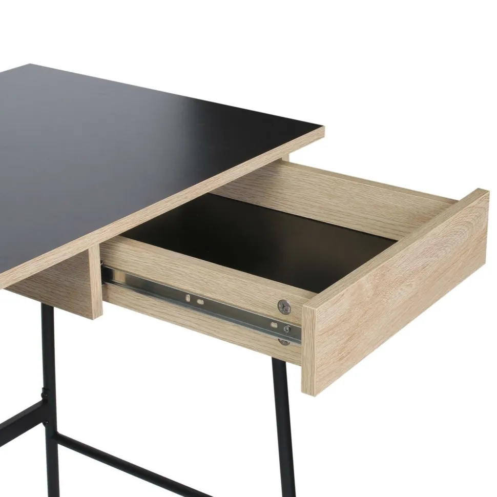 Biurko Stanford czarne naturalne nowoczesne