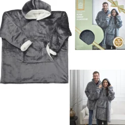 Bluza ocieplana szeroka/ snuddie z kieszenią szara