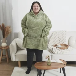 Bluza ocieplana z kapturem/snuddie zielona