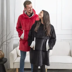 Bluza ocieplana z kieszenią/snuddie bordowa