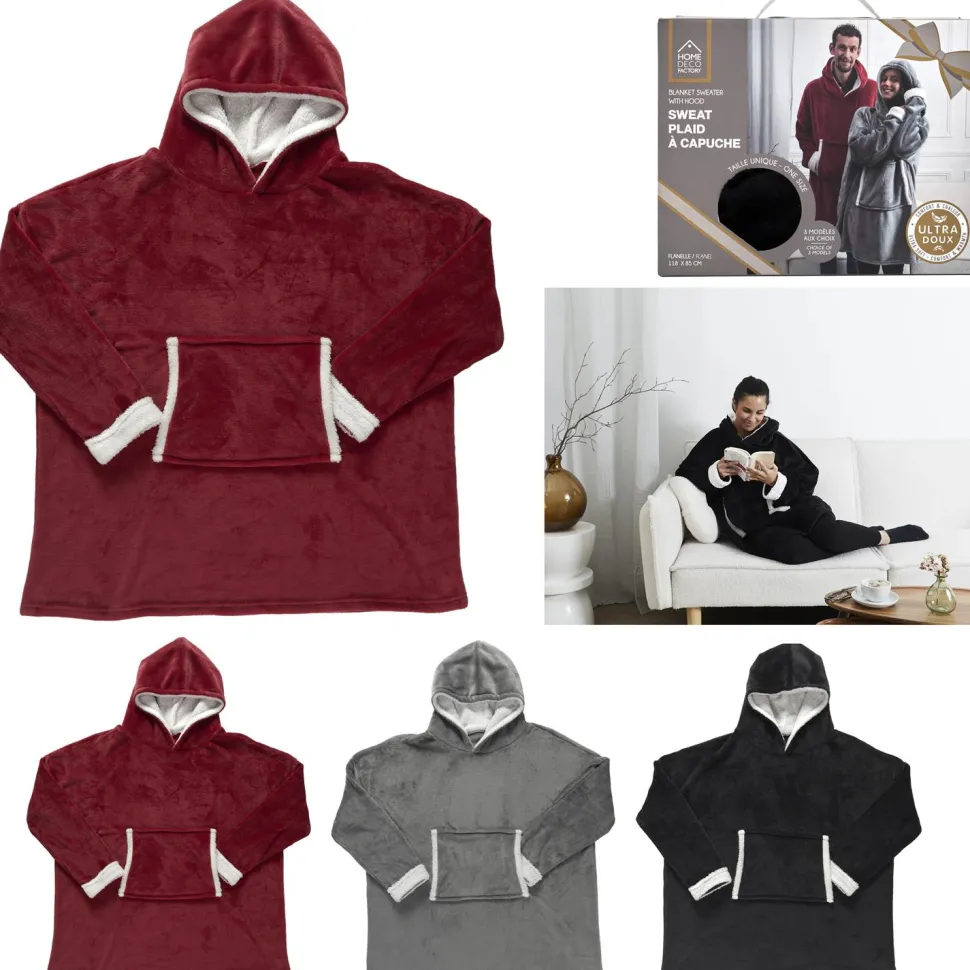 Bluza ocieplana z kieszenią/snuddie bordowa