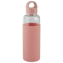 Butelka szklana z pokrowcem różowa