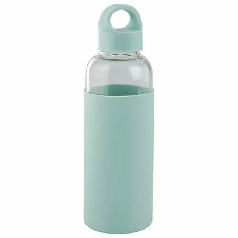 Butelka szklana z pokrowcem zielona