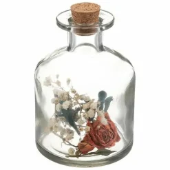 Butelka z suszonymi kwiatami 8x11 cm różowy kwiat