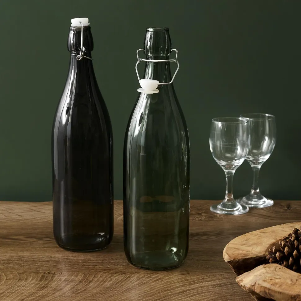 Butleka szklana 1L zielona gładka