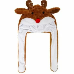 Czapka świąteczna Renifer z ruszającymi   się uszami brązowa