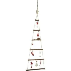 Dekoracja ścienna Choinka 83 cm           czerwona/drewniana