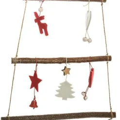 Dekoracja ścienna Choinka 83 cm           czerwona/drewniana