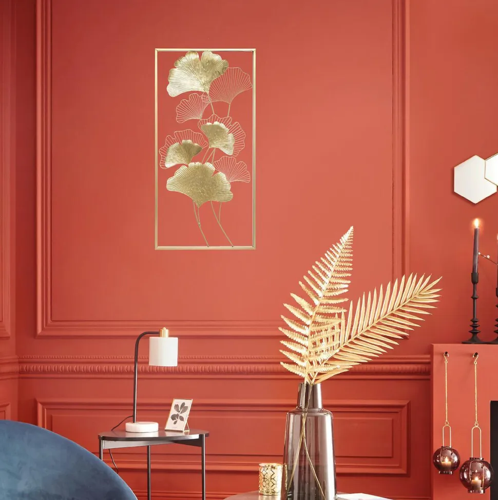 Dekoracja ścienna Ginko złota