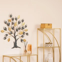 Dekoracja metalowa Tekoa drzewo 82x88 cm złota