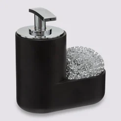 Dozownik na płyn do naczyń czarny z gąbką
