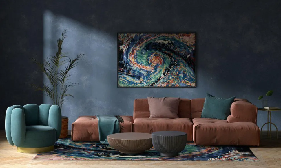 Dywan Flores Blue 200 x 300 cm Handmade
