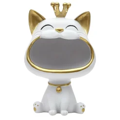 Figurka Kot do przechowywania biały/złoty