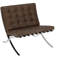 Fotel BA1 brązowy ciemny vintage inspirowany Barcelona