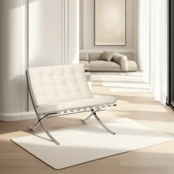 Fotel BA1 skóra naturalna biała inspirowany Barcelona