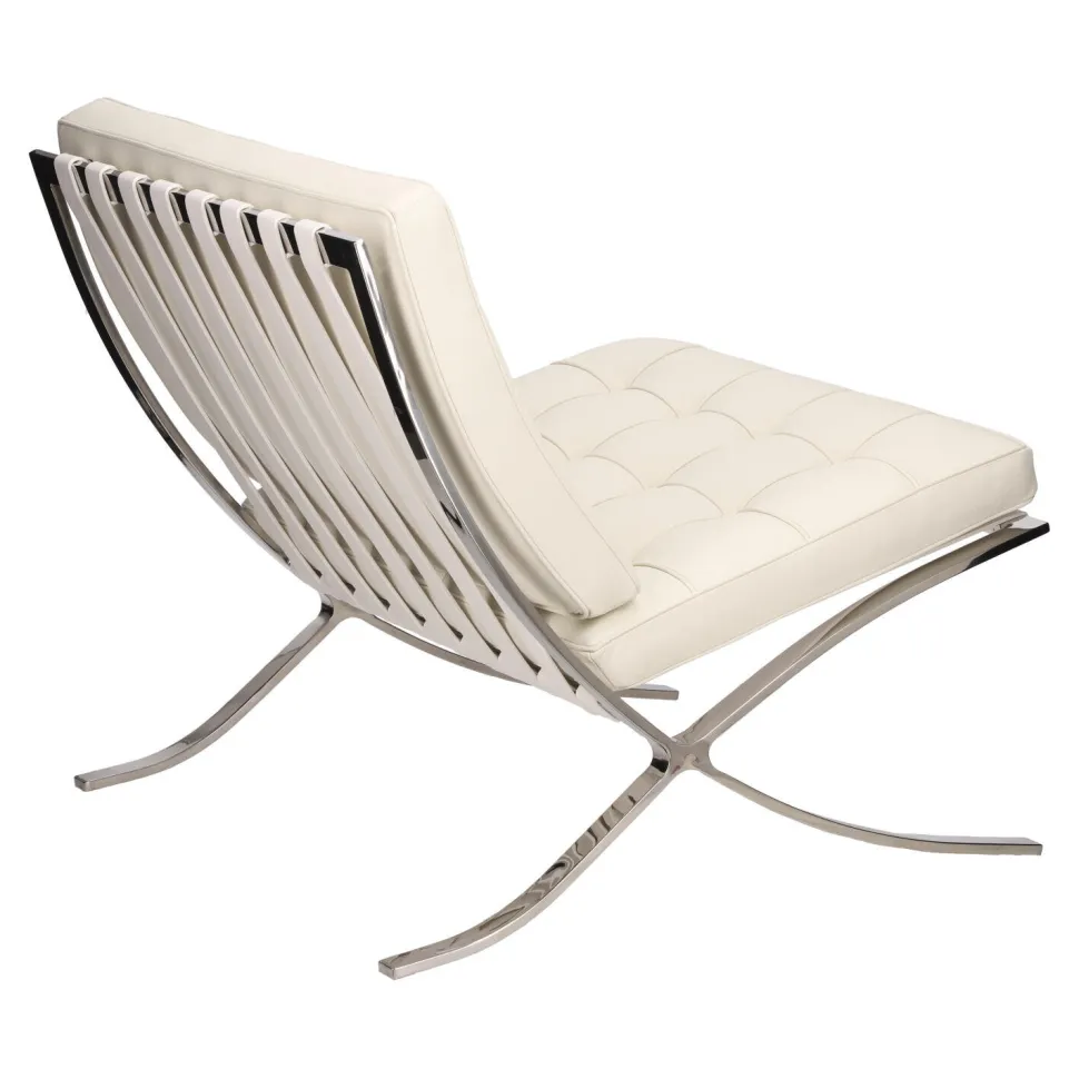 Fotel BA1 skóra naturalna biała inspirowany Barcelona