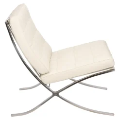 Fotel BA1 skóra naturalna biała inspirowany Barcelona