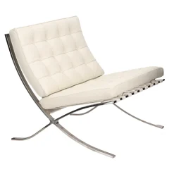 Fotel BA1 skóra naturalna biała inspirowany Barcelona