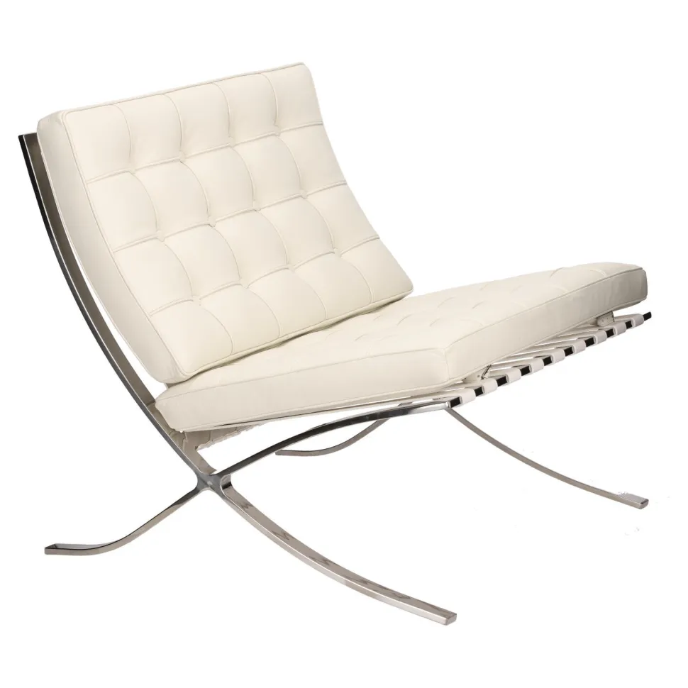 Fotel BA1 skóra naturalna biała inspirowany Barcelona