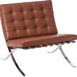 Fotel BA1 skóra naturalna jasnobrązowa TP inspirowany Barcelona