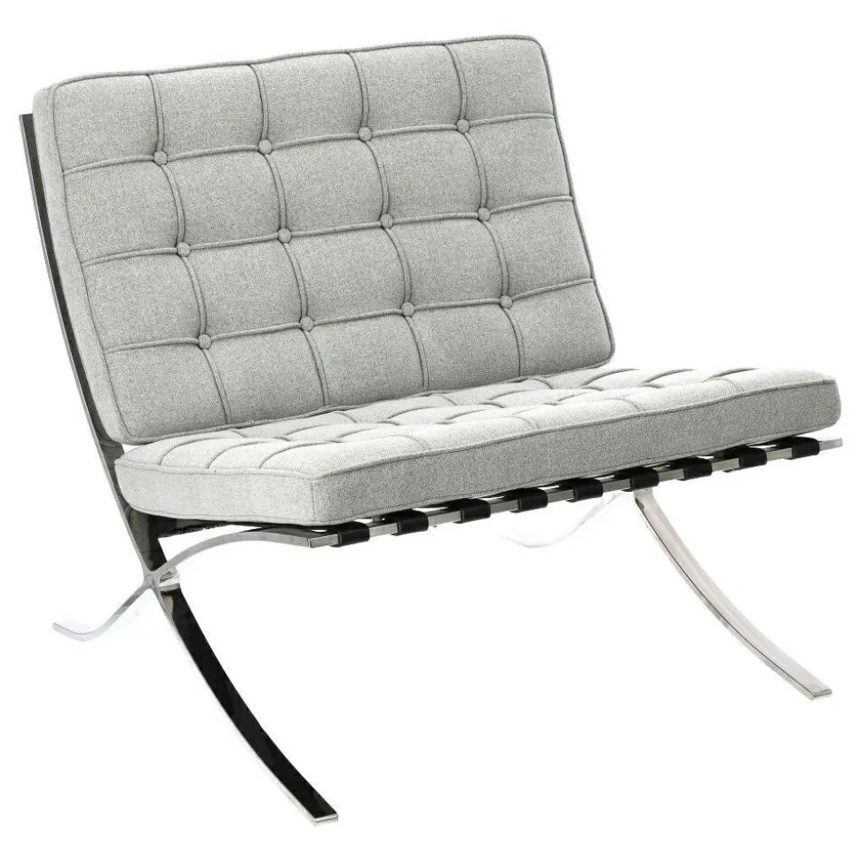 Fotel BA1 tkanina jasny szary inspirowany Barcelona