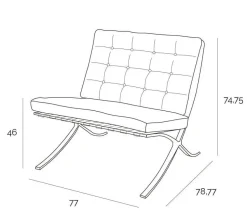 Fotel BA1 tkanina jasny szary inspirowany Barcelona