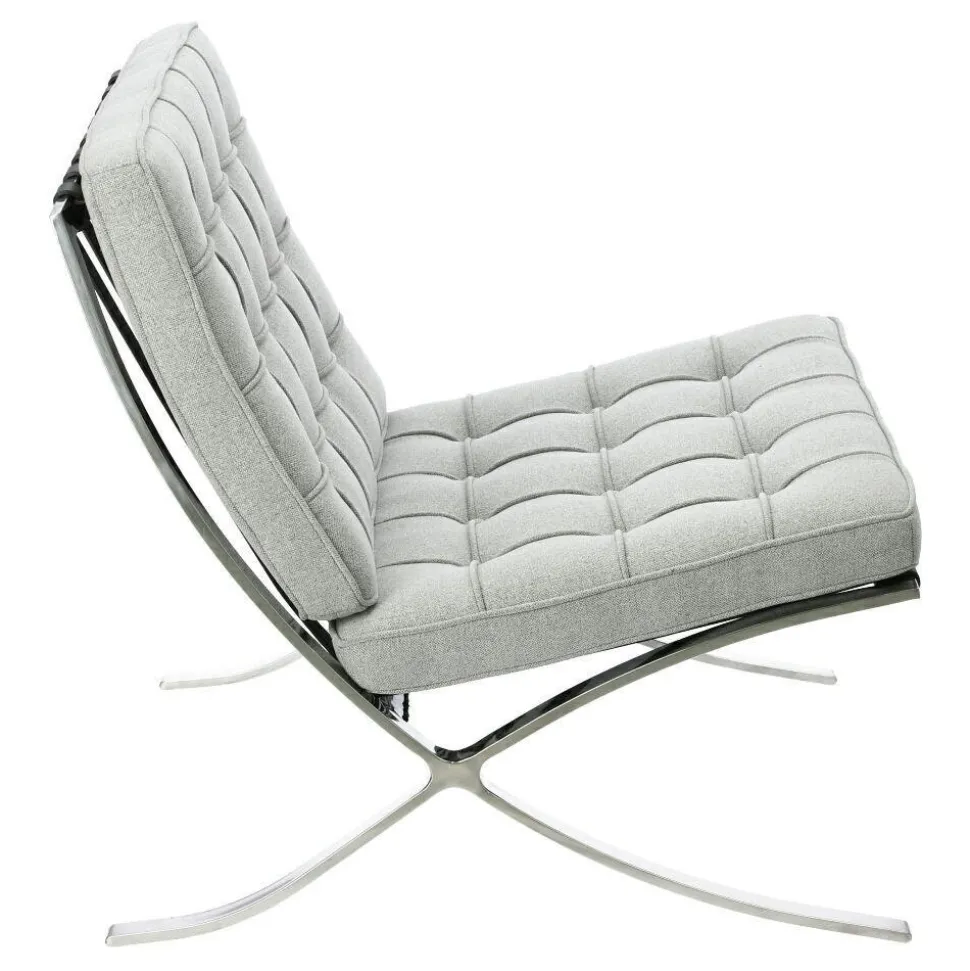 Fotel BA1 tkanina jasny szary inspirowany Barcelona