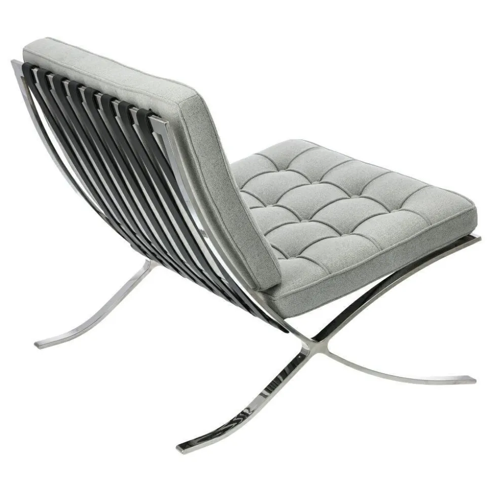 Fotel BA1 tkanina jasny szary inspirowany Barcelona