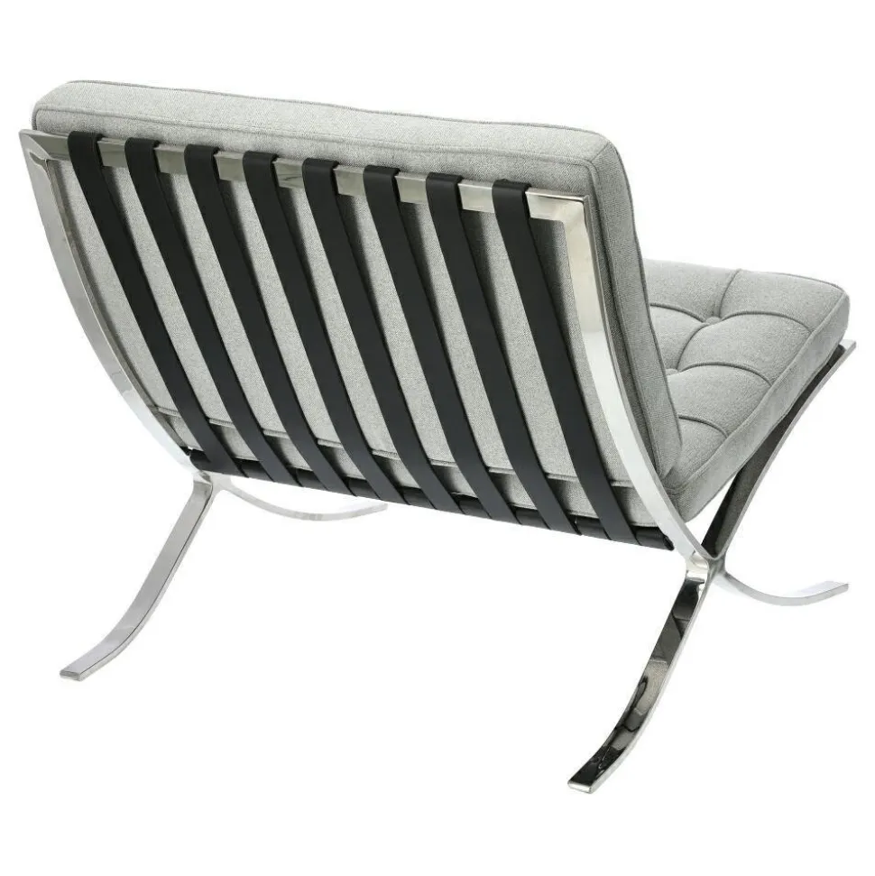 Fotel BA1 tkanina jasny szary inspirowany Barcelona