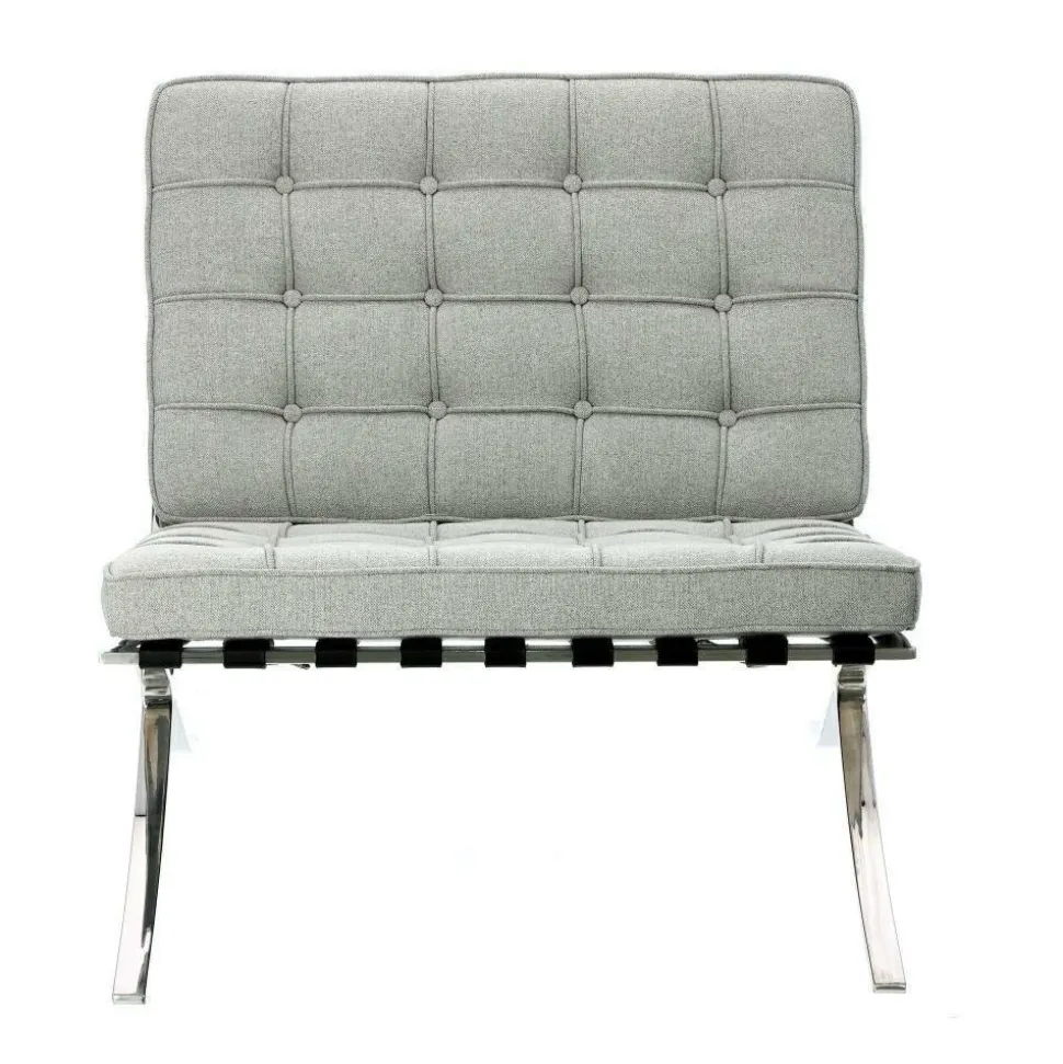 Fotel BA1 tkanina jasny szary inspirowany Barcelona