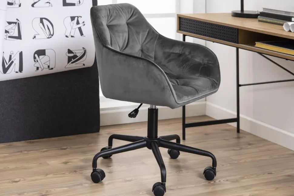 Fotel biurowy Brooke VIC szary jasny welwetowy