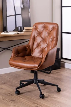 Fotel biurowy Erik brązowy PU