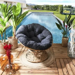 Fotel Cancun czarny/naturalny obrotowy