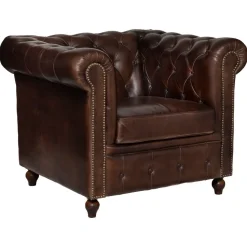 Fotel Chester skóra brązowy