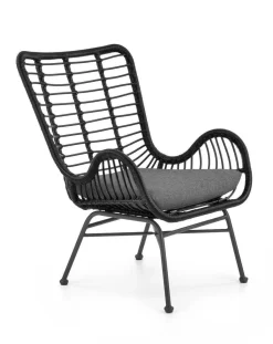 Fotel Edjora czarny sztuczny rattan