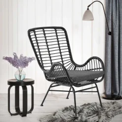 Fotel Edjora czarny sztuczny rattan