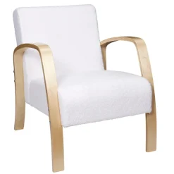 Fotel Hella boucle biały/ naturalny