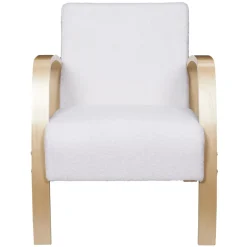 Fotel Hella boucle biały/ naturalny