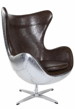 Fotel Jajo aluminium brąz PU