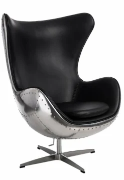 Fotel Jajo aluminium czarne PU