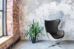 Fotel Jajo aluminium czarne PU