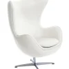 Fotel Jajo biała skóra 01 Premium
