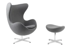 Fotel Jajo z podnóżkiem kaszmir 42 szary