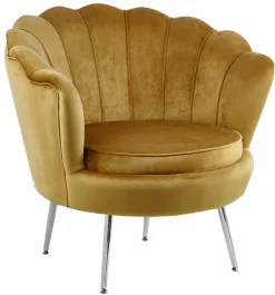 Fotel Korab VIC musztardowy/nogi srebrne