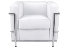 Fotel Kubik biała skóra TP