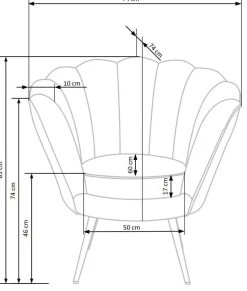 Fotel muszelka Amore błękitny
